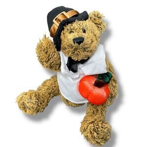 Dan Dee Thanksgiving Pilgrim Bear Plush 8” Collector's Choice Orange Pumpkin Toy